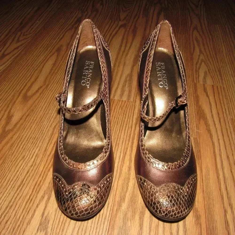 Franco Sarto Mary Jane Snakeskin Pumps Heels 8.5M